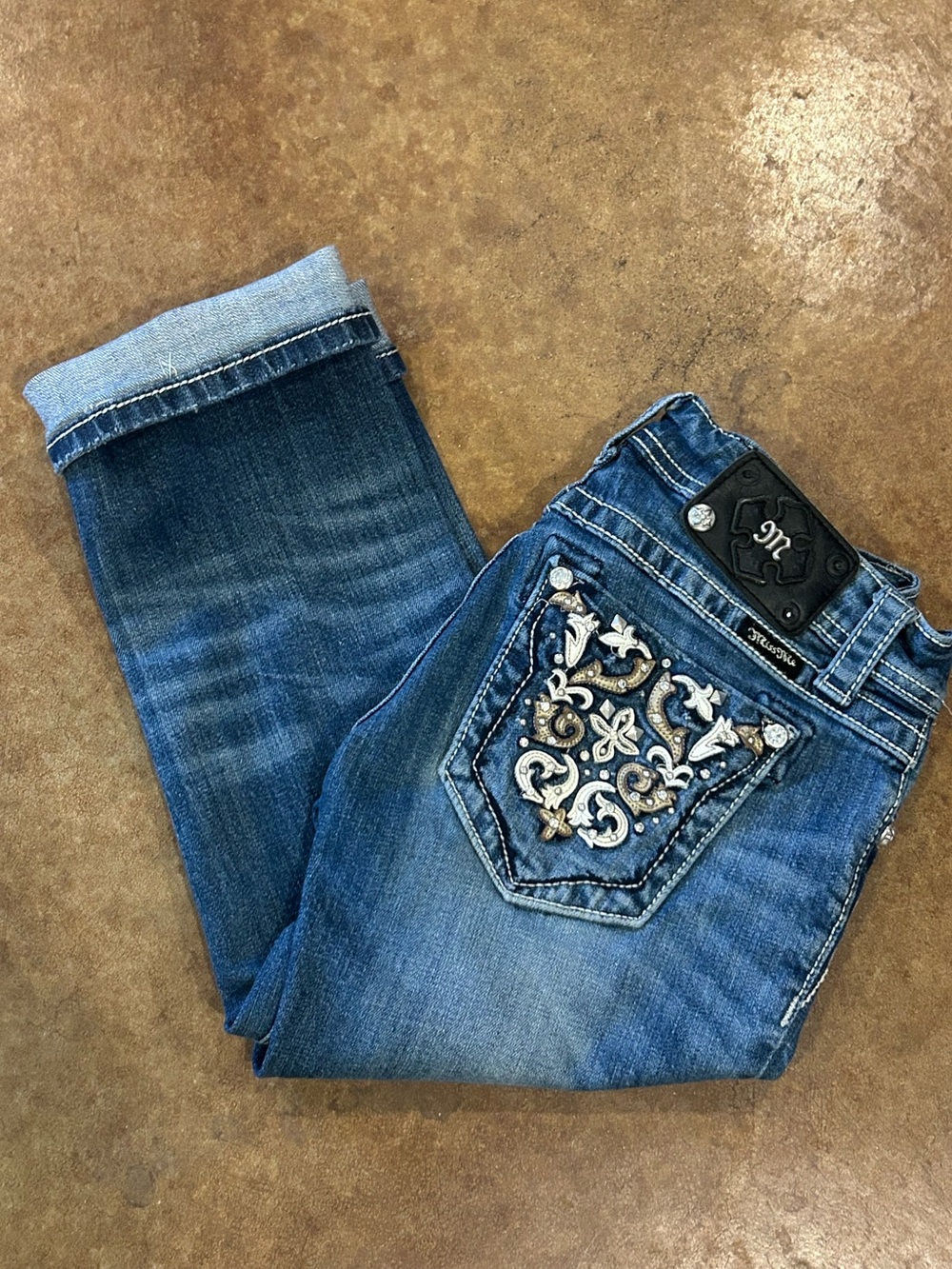 Miss Me Embellished Cuffed Capris